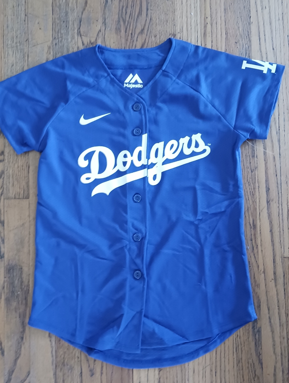 Majestic Blue Dodgers Button-Up Jersey